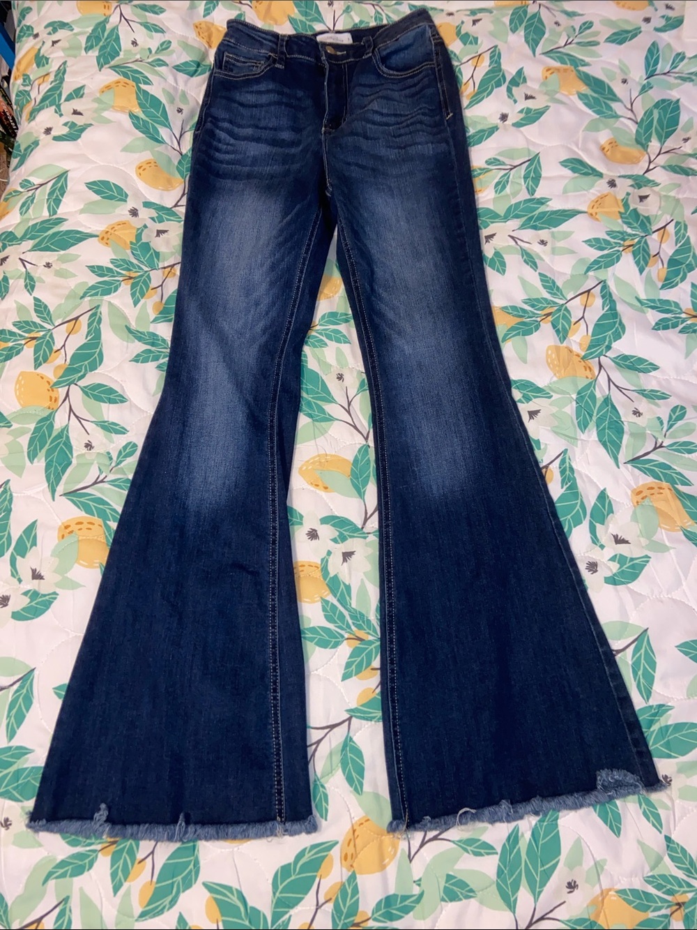 DARK WASH FADE FLARE JELLY JEANS Hippie Festival BOHO